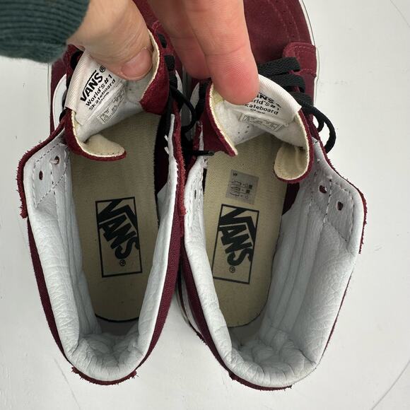 VANS Sk8-Hi Maroon High Top Sneaker Size Mens 5 Womens 6.5 Athleisure Skater - Picture 15 of 16